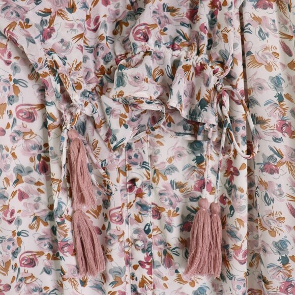 MIKAROSE Floral Cottage Maxi Dress Size Small Romantic Tiered Long Sleeve - Picture 13 of 16